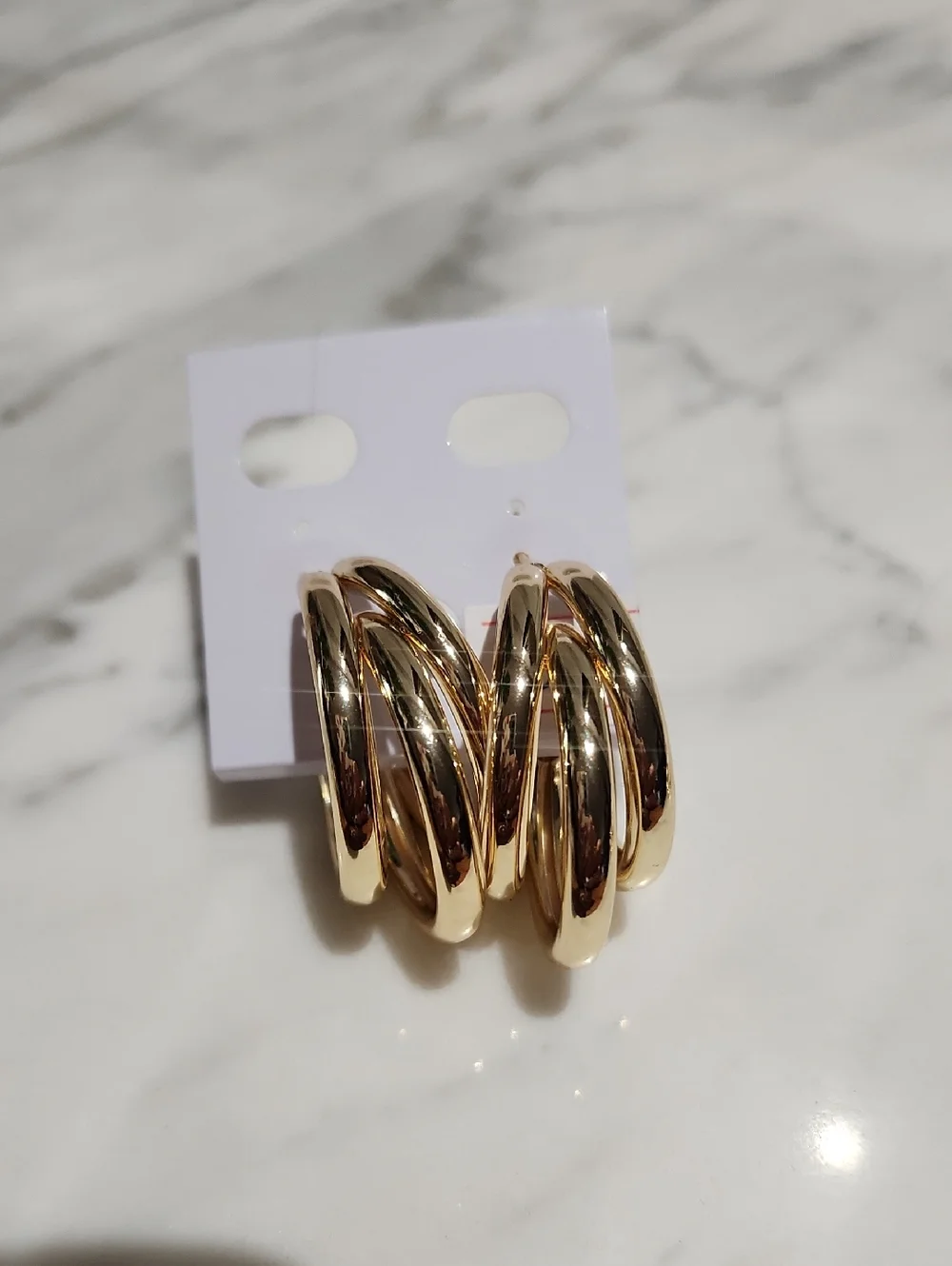 Gold Tone Triple Hoop Earrings - Women Jewelry